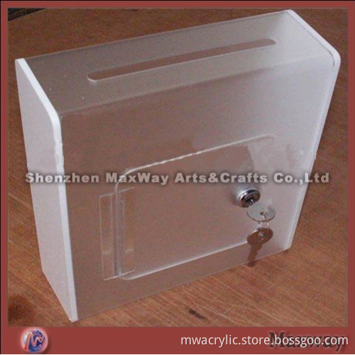 Froested Cubical Acrylic/Plexiglass Suggestion/Donation/Ballot Box/Case with Lock